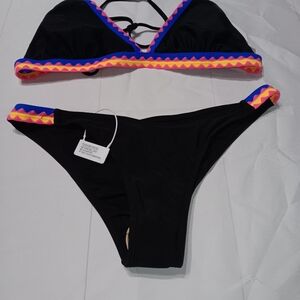 Black and Pink Women's Bikini Set Size M